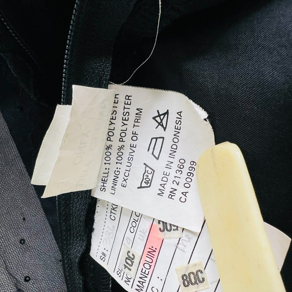 Mori‎ Lee by Madeline Gardner Dress Sz 13/14 Fit 10/12 Black Floral Lace No Belt - Picture 14 of 15